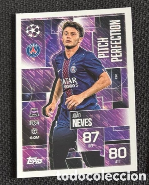 Coleccionismo cromos antiguos: JOAO NEVES PSG MATCH ATTAX EXTRA 2025 2026 PITCH PERFECTION