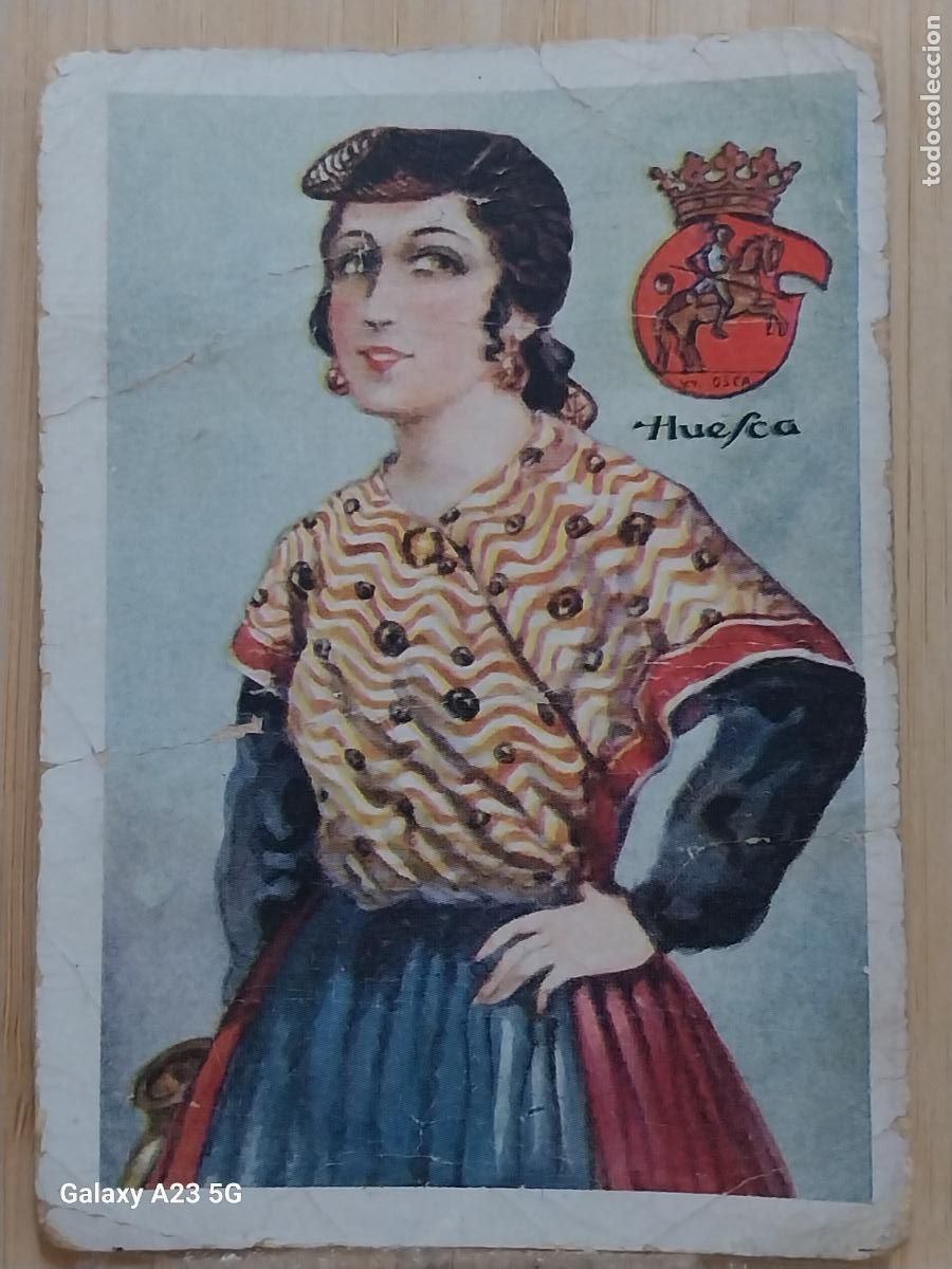 Collectable Antique Stickers: HUESCA CHOCOLATES AMATLIER TRAJE REGIONAL ILUSTRACION MODERNISTA CROMO ORIGINAL A&Ntilde;OS 1920 1930