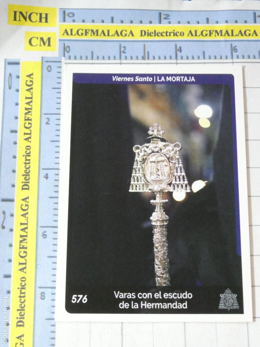 Coleccionismo cromos antiguos: CROMO TARJETA HOLY CARDS SEMANA SANTA SEVILLA 576 VARAS ESCUDO HERMANDAD LA MORTAJA
