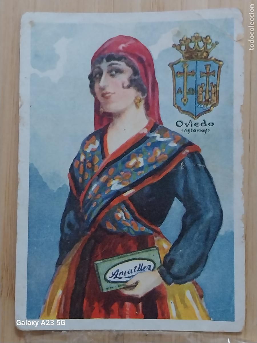 Sammeln alte Sammelbilder: OVIEDO CHOCOLATES PROMO TRAJE REGIONAL ILUSTRACION MODERNISTA CROMO 19 ORIGINAL A&Ntilde;OS 1920 1930