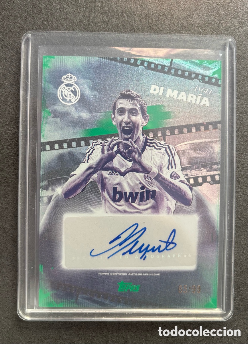 Coleccionismo cromos antiguos: FIRMA ORIGINAL ANGEL DI MAR&Iacute;A REAL MADRID NUMERADA 65/99