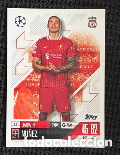 Coleccionismo cromos antiguos: 63 DARWIN N&Uacute;&Ntilde;EZ LIVERPOOL Colecci&oacute;n match attax TOPPS 2024 2025