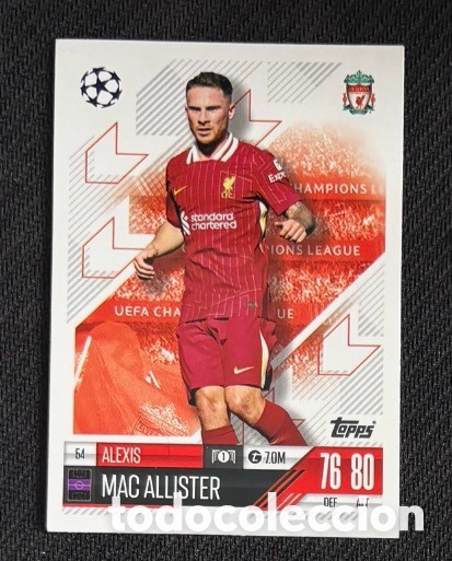 Coleccionismo cromos antiguos: 54 MAC ALLISTER LIVERPOOL Colecci&oacute;n match attax TOPPS 2024 2025