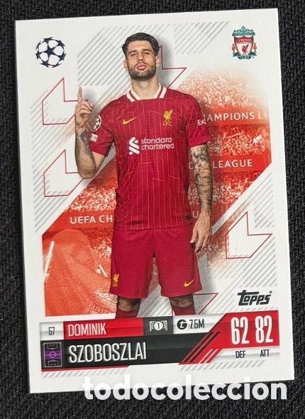 Coleccionismo cromos antiguos: 57 SZOBOSZLAI LIVERPOOL Colecci&oacute;n match attax TOPPS 2024 2025