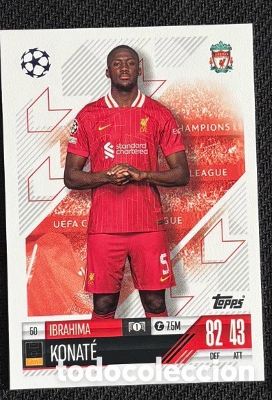 Coleccionismo cromos antiguos: 50 KONATE LIVERPOOL Colecci&oacute;n match attax TOPPS 2024 2025