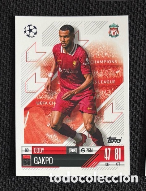 Coleccionismo cromos antiguos: 60 GAKPO LIVERPOOL Colecci&oacute;n match attax TOPPS 2024 2025