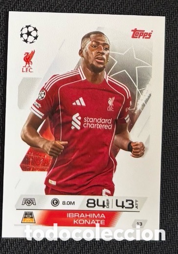 Coleccionismo cromos antiguos: 13 KONATE LIVERPOOL Colecci&oacute;n match attax TOPPS 2025 2026