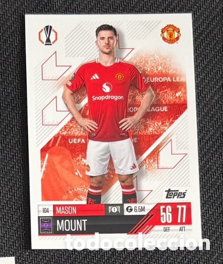 Coleccionismo cromos antiguos: 104 MASON MOUNT MOMANCHESTER UNITED Colecci&oacute;n match attax TOPPS 2024 2025