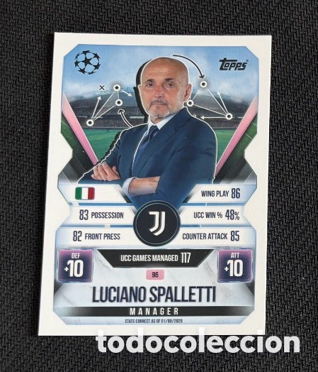 Collectionnisme Cartes &agrave; collectionner anciennes: SPALLETTI ENTRENADOR JUVENTUS Colecci&oacute;n match attax TOPPS 2025 2026