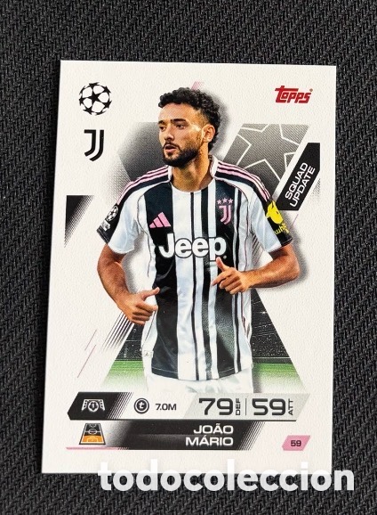 Coleccionismo cromos antiguos: 59 JOAO MARIO JUVENTUS Colecci&oacute;n match attax TOPPS 2025 2026