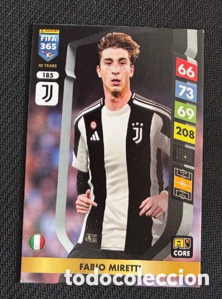 Coleccionismo cromos antiguos: 185 MIRETTI JUVENTUS FIFA 365 ADRENALYN XL 2025