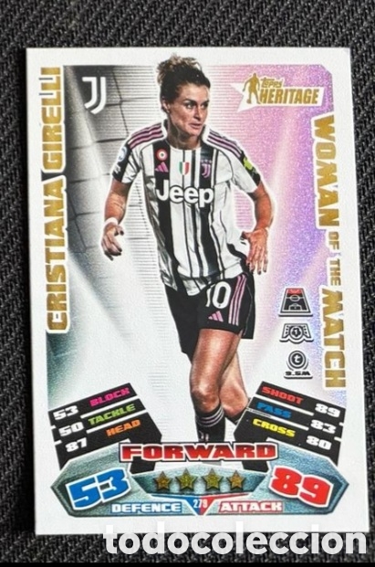 Coleccionismo cromos antiguos: CRISTIANA GIRELLI JUVENTUS Heritage WOMAN OF THE MATCH TOPPS MATCH ATTAX EXTRA CHAMPIONS 2024 2025