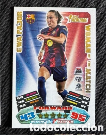 Coleccionismo cromos antiguos: EWA PAJOR FC BARCELONA Heritage WOMAN OF THE MATCH TOPPS MATCH ATTAX EXTRA CHAMPIONS 2024 2025
