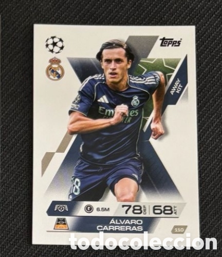 Coleccionismo cromos antiguos: 110 ALVARO CARRERAS Topps UEFA Champions League Match Attax 2025 2026 carta REAL MADRID