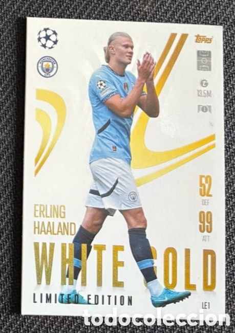 Coleccionismo cromos antiguos: HAALAND MANCHESTER CITY WHITE GOLD LIMITED EDITION EDICION LIMITADA Topps Match Attax Extra 2024/25