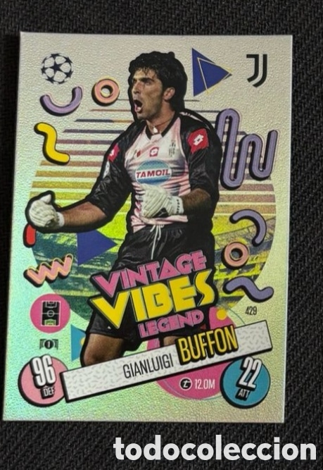 Coleccionismo cromos antiguos: BUFFON JUVENTUS CARTA VINTAGE VIBES LEGEND TOPPS MATCH ATTAX