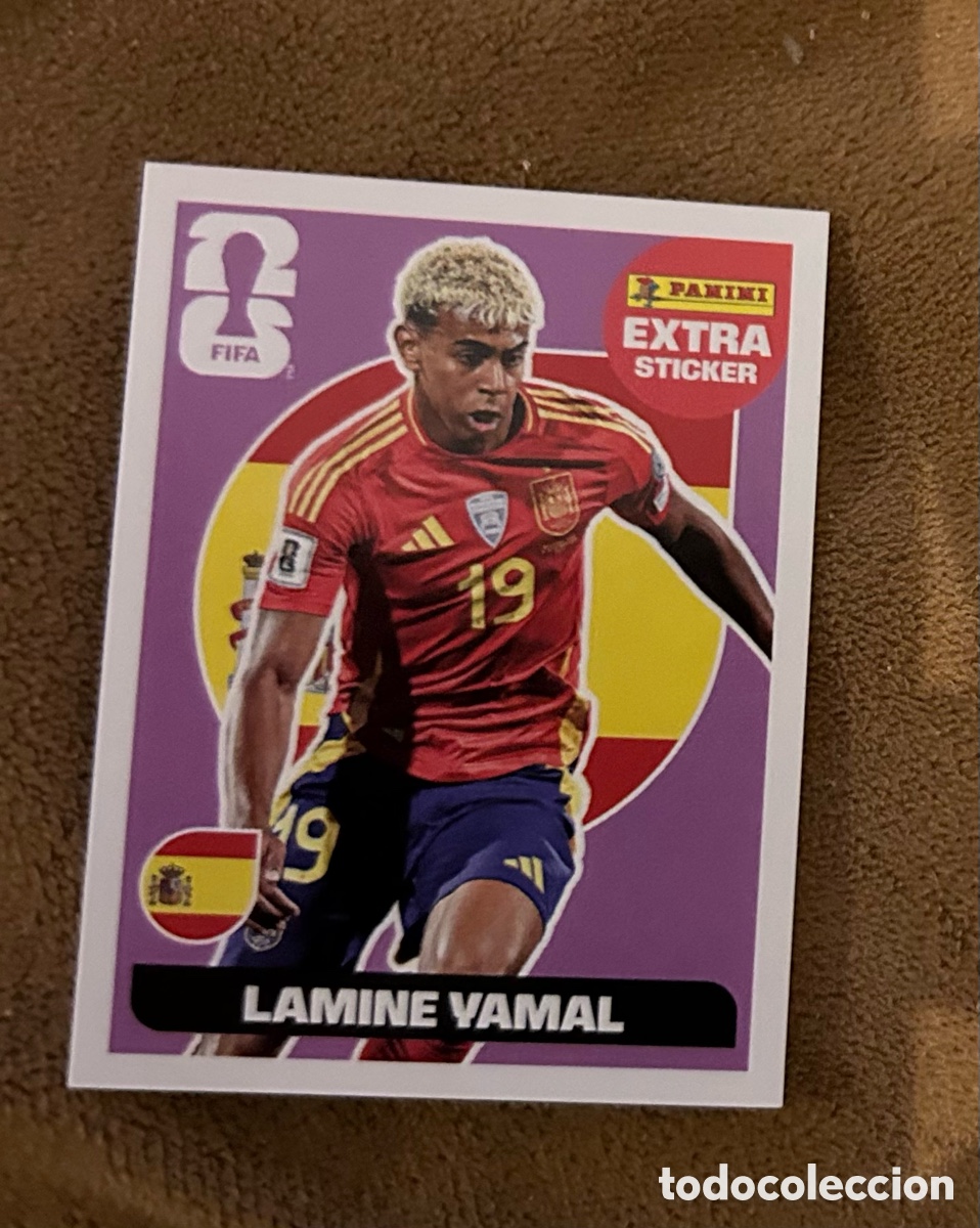 Coleccionismo cromos antiguos: LAMINE YAMAL ESPA&Ntilde;A MORADO BASE EXTRA STICKER PANINI FIFA MUNDIAL WORLD CUP 2026