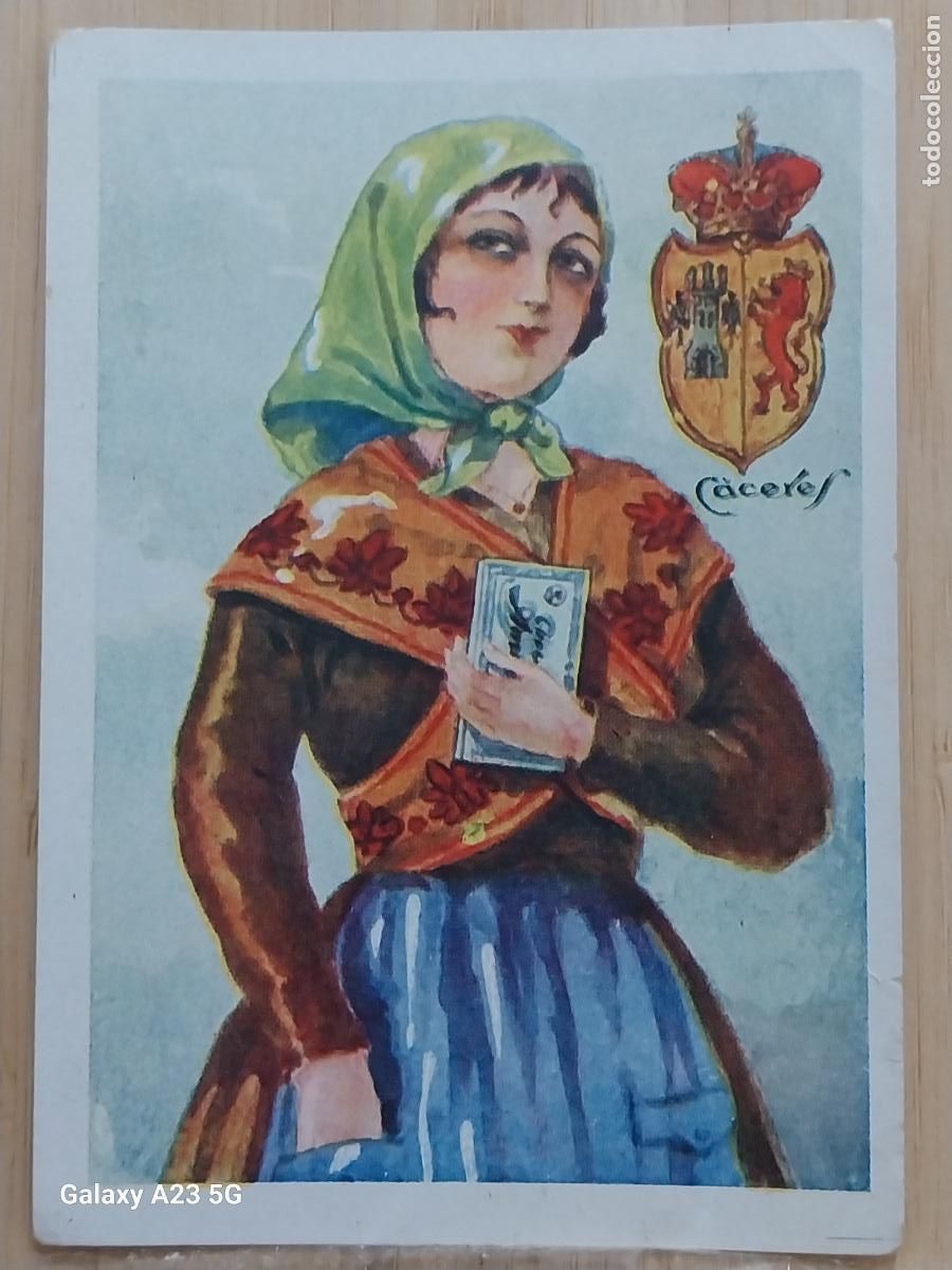 Coleccionismo cromos antiguos: CACERES * CHOCOLATES AMATLLER TRAJE REGIONAL ILUSTRACION MODERNISTA CROMO 38 ORIGINAL A&Ntilde;OS 20 30