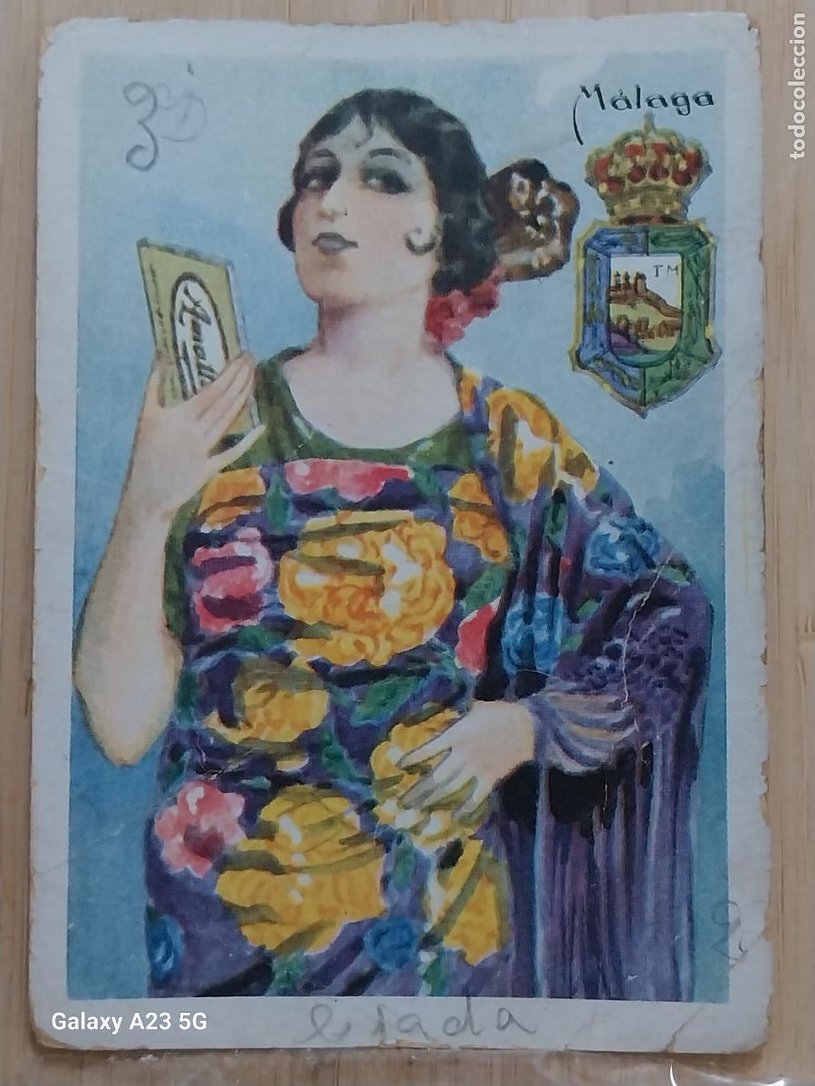 Coleccionismo cromos antiguos: MALAGA * CHOCOLATES AMATLLER TRAJE REGIONAL ILUSTRACION MODERNISTA CROMO 40 ORIGINAL A&Ntilde;OS 20 30