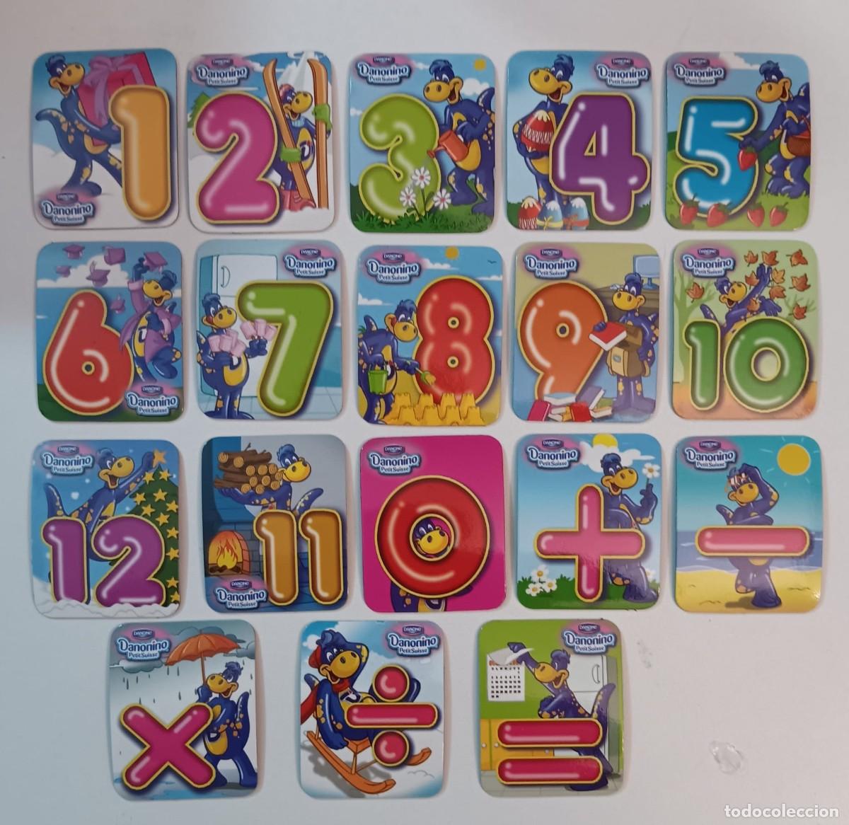 Coleccionismo cromos antiguos: COLECCION COMPLETA CROMOS IMANES SERIE NUMEROS DANONINO PROMOCION DANONE NO CROPAN BIMBO PHOSKITOS