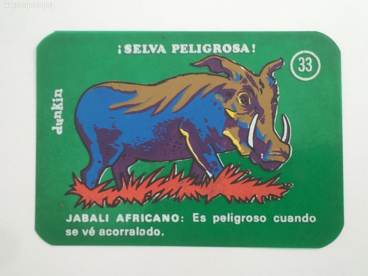 Coleccionismo cromos antiguos: dunkin selva peligrosa cromo n&ordm; 33 nunca pegado muy buen estado