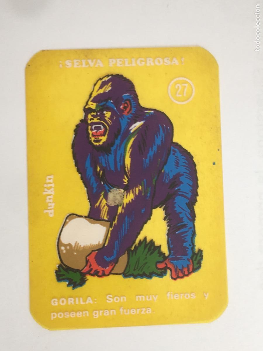 Coleccionismo cromos antiguos: dunkin selva peligrosa cromo n&ordm; 27 nunca pegado muy buen estado