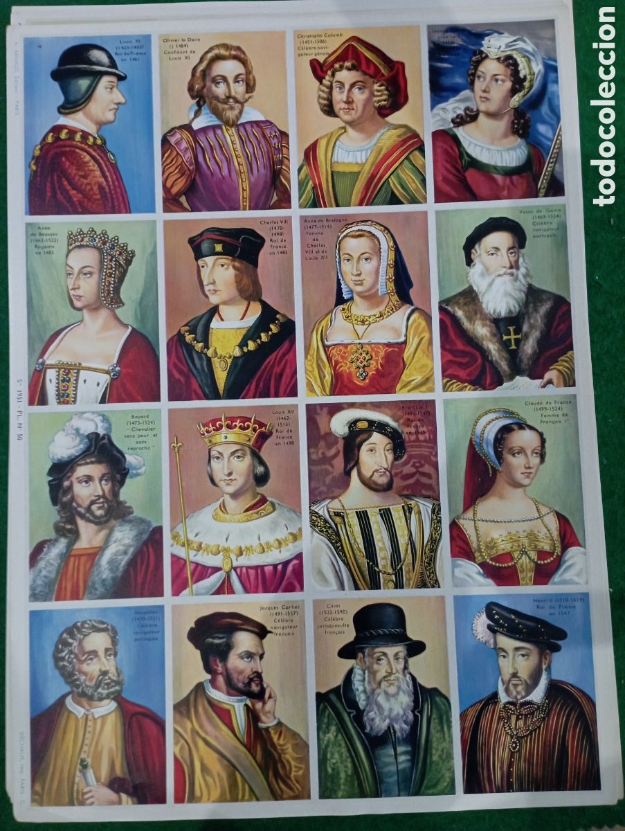 Coleccionismo cromos antiguos: 20 hojas 33x25 con 320 cromos Personajes distintos (reyes, literatos, m&uacute;sicos, fil&oacute;sofos etc). 1951