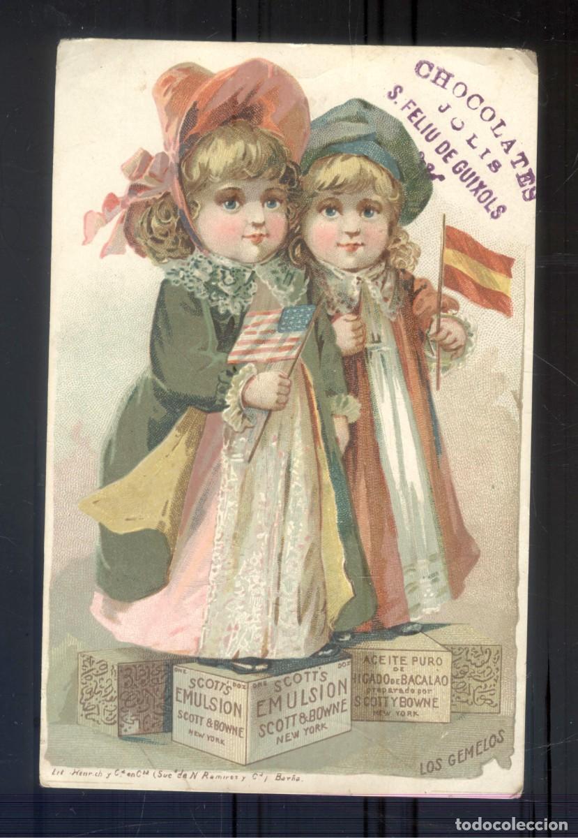 Coleccionismo cromos antiguos: NUMULITE P0259 Chocolates Jolis sant Feliu de Gu&iacute;xols Scott & Bowne Los gemelos gemelo cromo