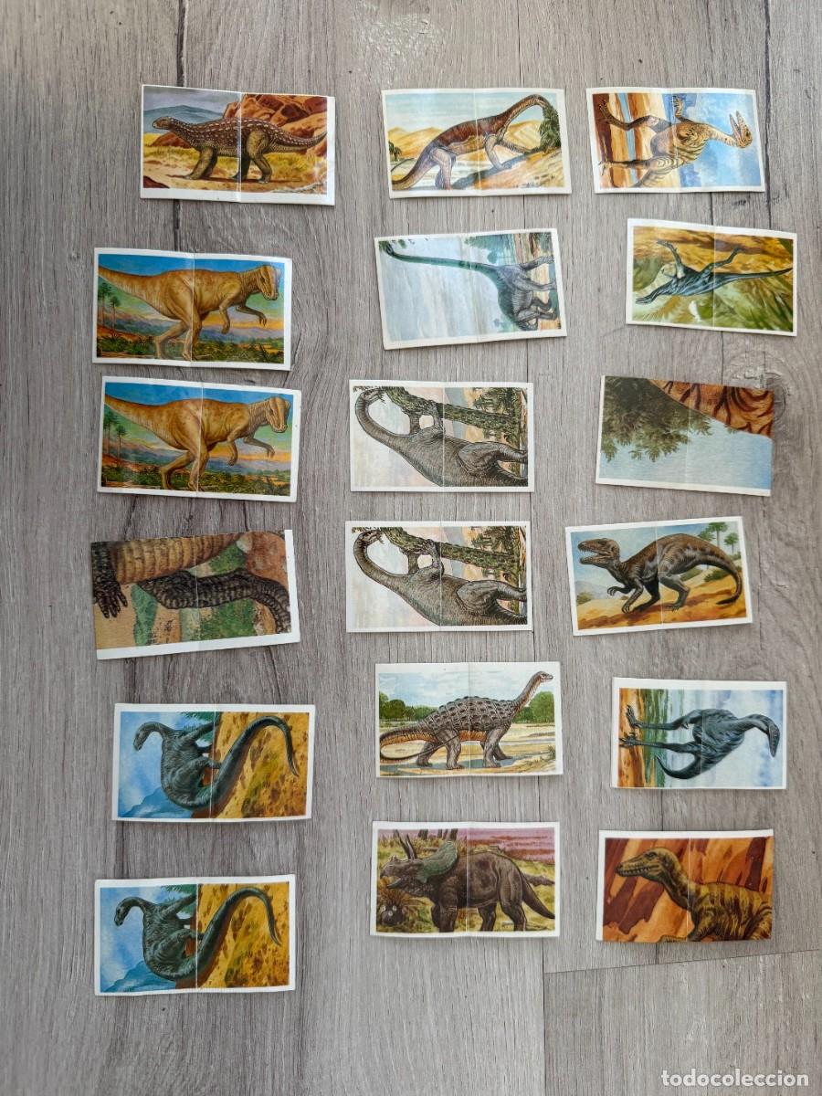 Coleccionismo cromos antiguos: 19 cromos Dinosaurios de Risi - snacks patatas fritas
