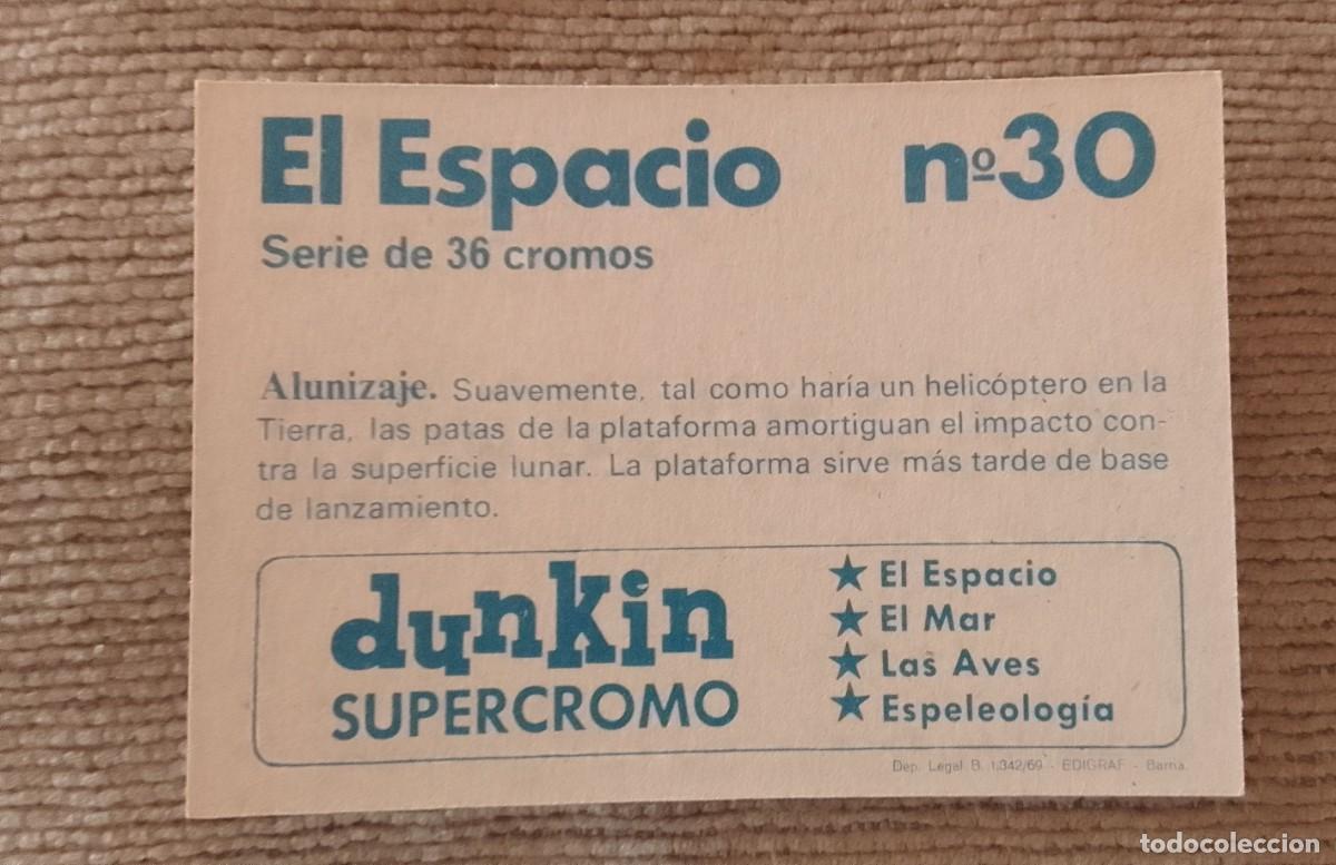 Coleccionismo cromos antiguos: CROMO. SUPERCROMO DUNKIN. EL ESPACIO. 30. - Foto 2