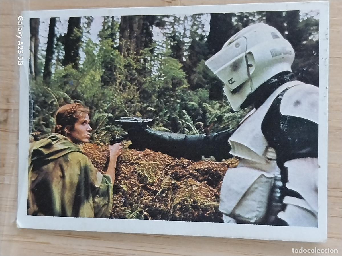 Coleccionismo cromos antiguos: RETORNO JEDI STAR WARS CROMO 117 LEIA STORM TROOPER RECUPERADO A&Ntilde;O 1983 ED PACOSA DOS