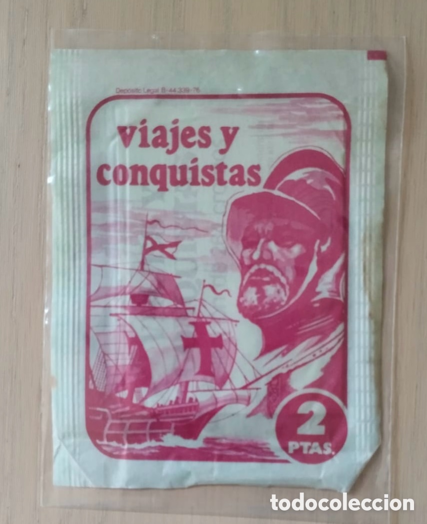 Coleccionismo cromos antiguos: Sobre de cromos sin abrir viajes y conquistas