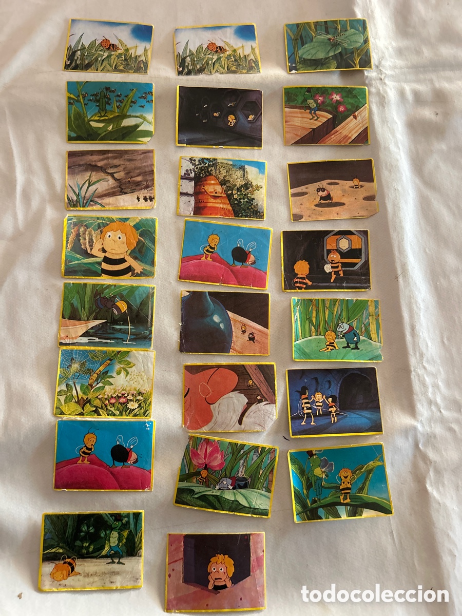 Collectionnisme Cartes &agrave; collectionner anciennes: Lote 23 cromos Las aventuras de la abeja Maya.Danone.1977