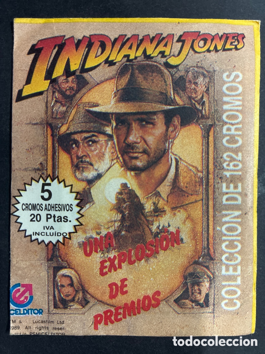 Collectionnisme Cartes &agrave; collectionner anciennes: SOBRE CROMOS SIN ABRIR ALBUM PELICULA INDIANA JONES