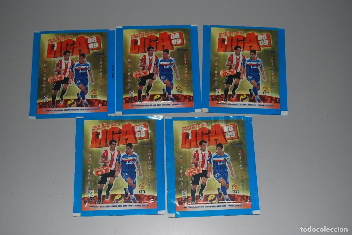 Coleccionismo cromos antiguos: LOTE 5 SOBRES ANCHOS SIN ABRIR LIGA BBVA 2008-09 COLECCIONES ESTE