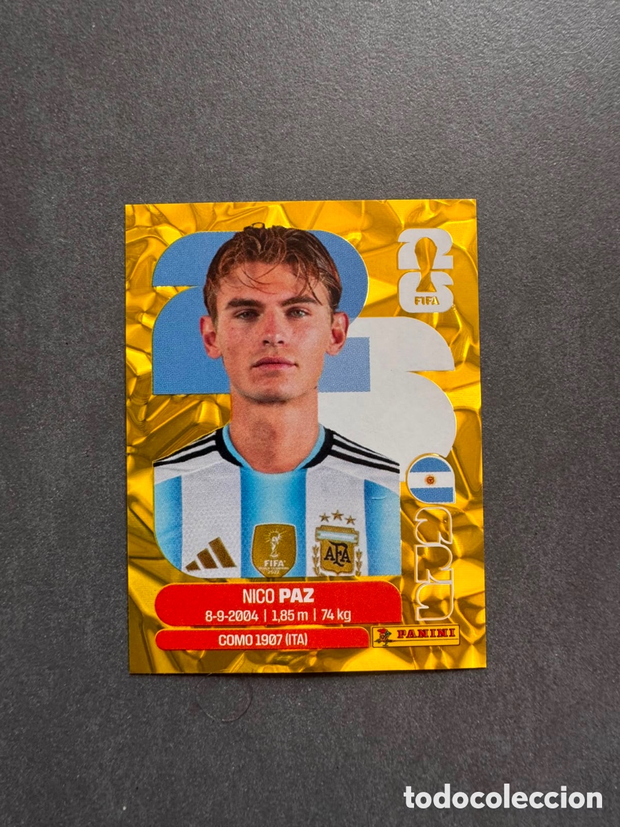 Coleccionismo cromos antiguos: Panini World Cup 2026 Nico Paz Gold Crumple ARG14