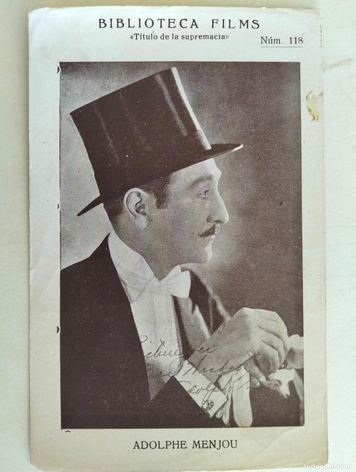 Collectable Antique Stickers: ADOLPHE MENJOU, BIBLIOTECA FILMS, N&ordm; 118, A&Ntilde;OS 30