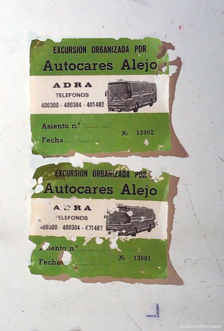 Coleccionismo cromos antiguos: AUTOCARES ALEJO ADRA ALMERIA 2 TICKETS DE EXCI&iexcl;URSION ORGANIZADA