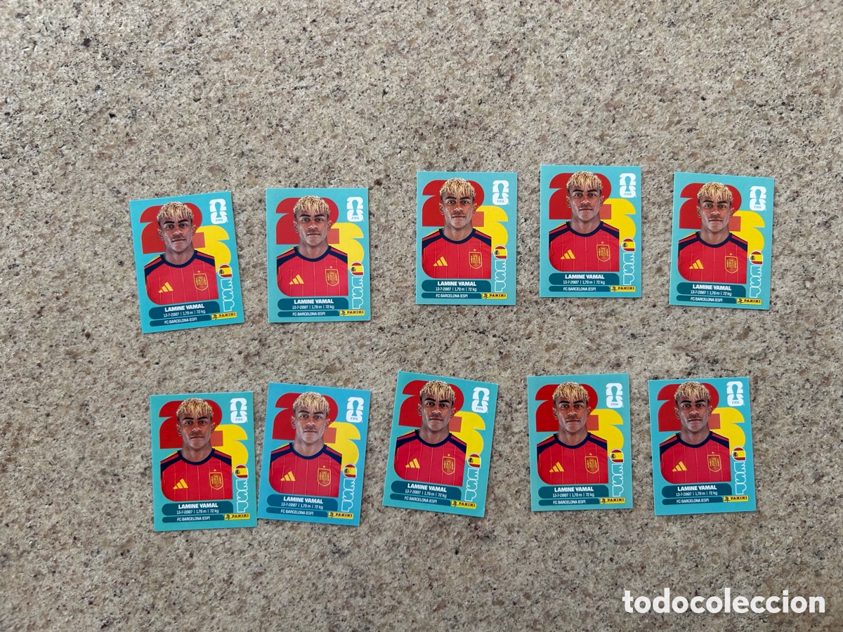 Coleccionismo cromos antiguos: 10 cromos lamine Yamal, n&uacute;mero 15 mundial, 2026 FIFA Panini