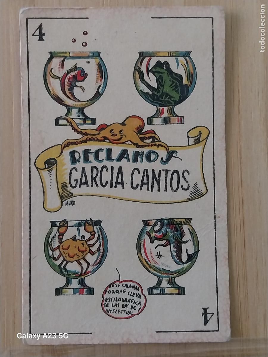 Collectionnisme Cartes &agrave; collectionner anciennes: CHOCOLATES EL BEBE VILLAJOYOSA JOSE MAYOR LLORET MURO 4 COPAS CARTA NAIPE 36 9.5X5.8CMS ANTIGUO