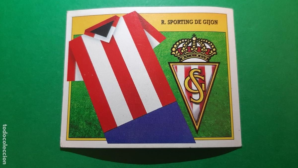 Coleccionismo cromos antiguos: (ED. ESTE)(91-92) UNIFORME Y ESCUDO DE R. SPORTING DE GIJ&Oacute;N NUNCA PEGADO