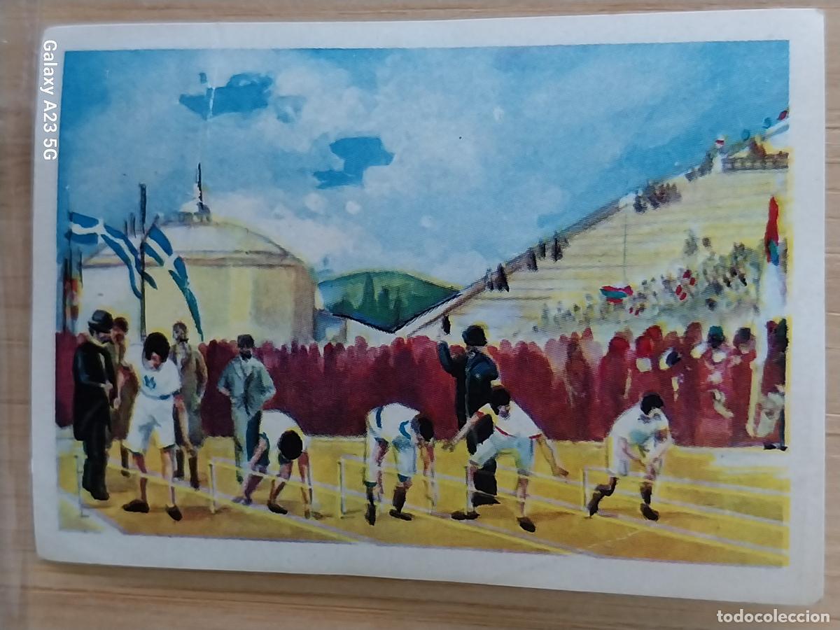 Coleccionismo cromos antiguos: SALIDA 100 METROS OLIMPICOS CROMO COCHOLATES A&Ntilde;O 1964 5.8X4CMS JJOO ATENAS 1896