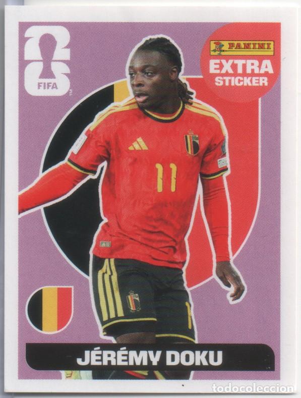 Coleccionismo cromos antiguos: Jeremy Doku (Belgica) Extra Sticker Magenta Mundial 2026 Panini