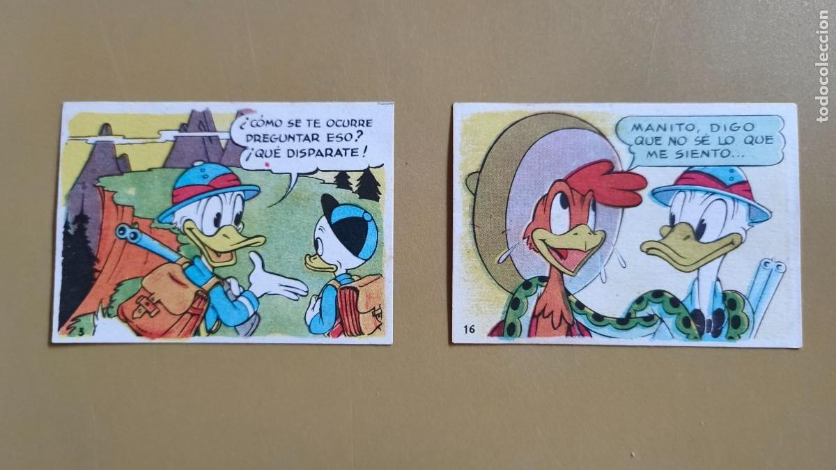 Coleccionismo cromos antiguos: el pato donald va de caza,, Chocolates Lloveras 1948. disney