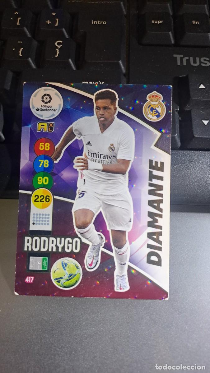 Coleccionismo cromos antiguos: ADRENALYN XL RODRYGO 417 DIAMANTE REAL MADRID CROMO LIGA 2020 2021 20 21 PANINI