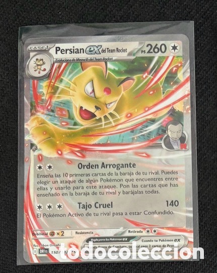 Coleccionismo cromos antiguos: Carta Pokemon TCG EX PERSIAN DEL TEAM ROCKET