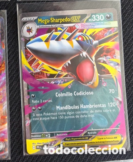 Coleccionismo cromos antiguos: Carta Pokemon TCG EX MEGA SHARPEDO