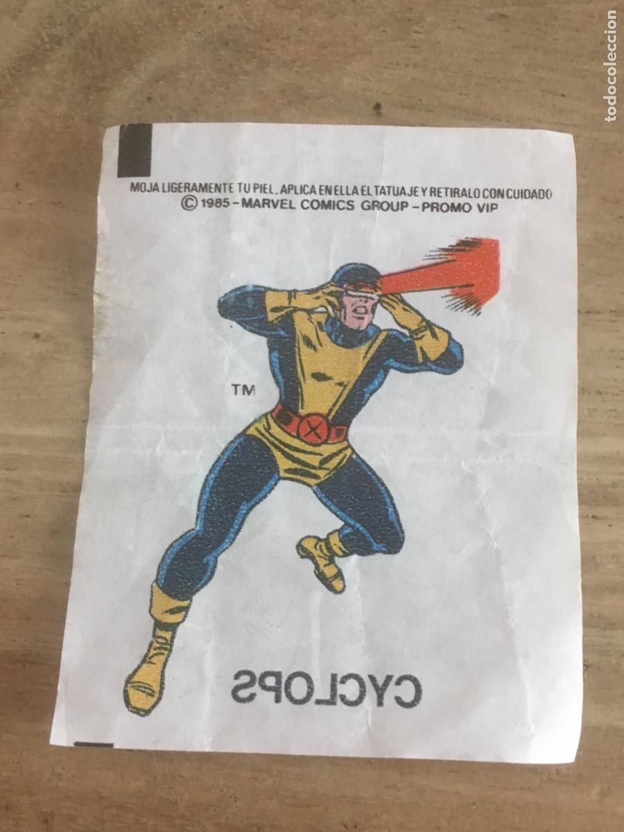 Coleccionismo cromos antiguos: chicle marvel cyclops tatuaje cromo original nunca pegado