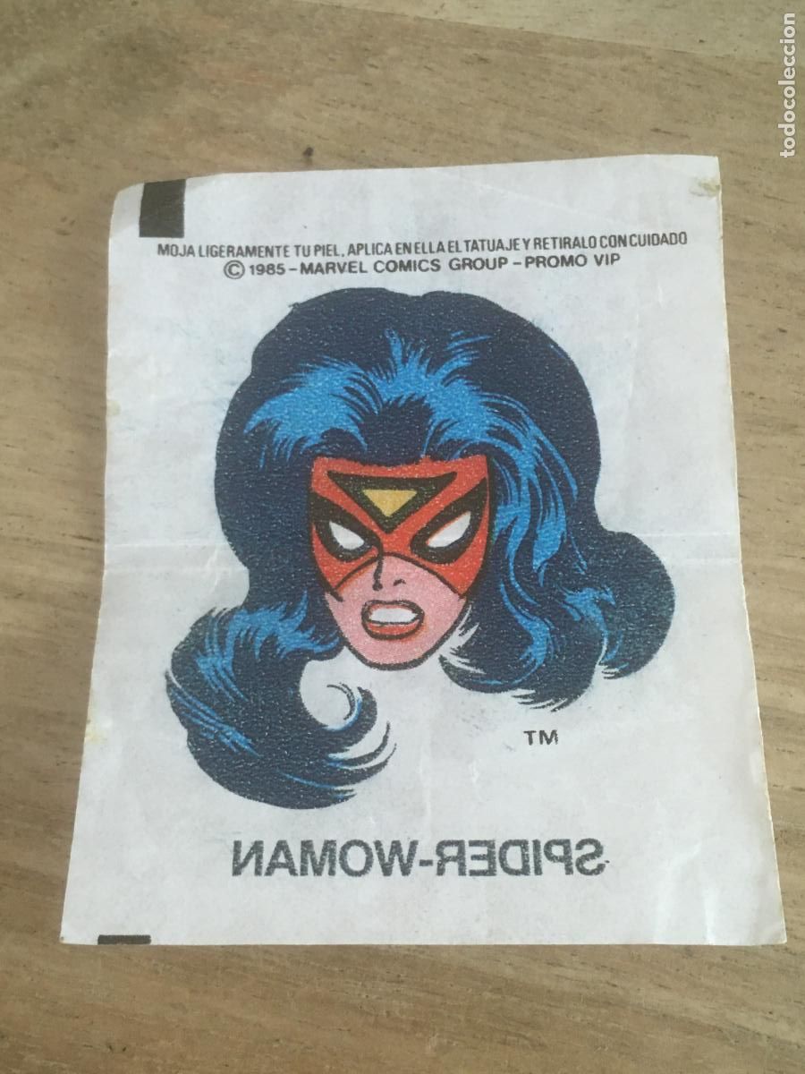 Coleccionismo cromos antiguos: chicle marvel spider woman tatuaje cromo original nunca pegado