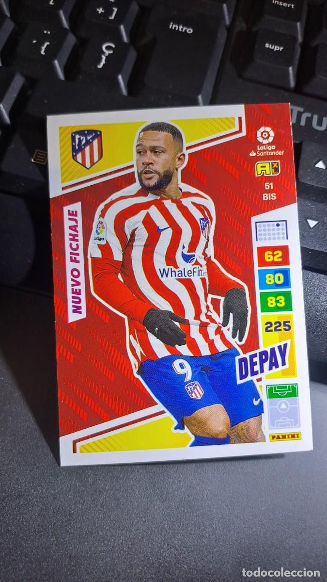 Coleccionismo cromos antiguos: ADRENALYN XL DEPAY 51 BIS NUEVO FICHAJE ATLETICO DE MADRID CROMO LIGA 2022 2023 22 23 PANINI